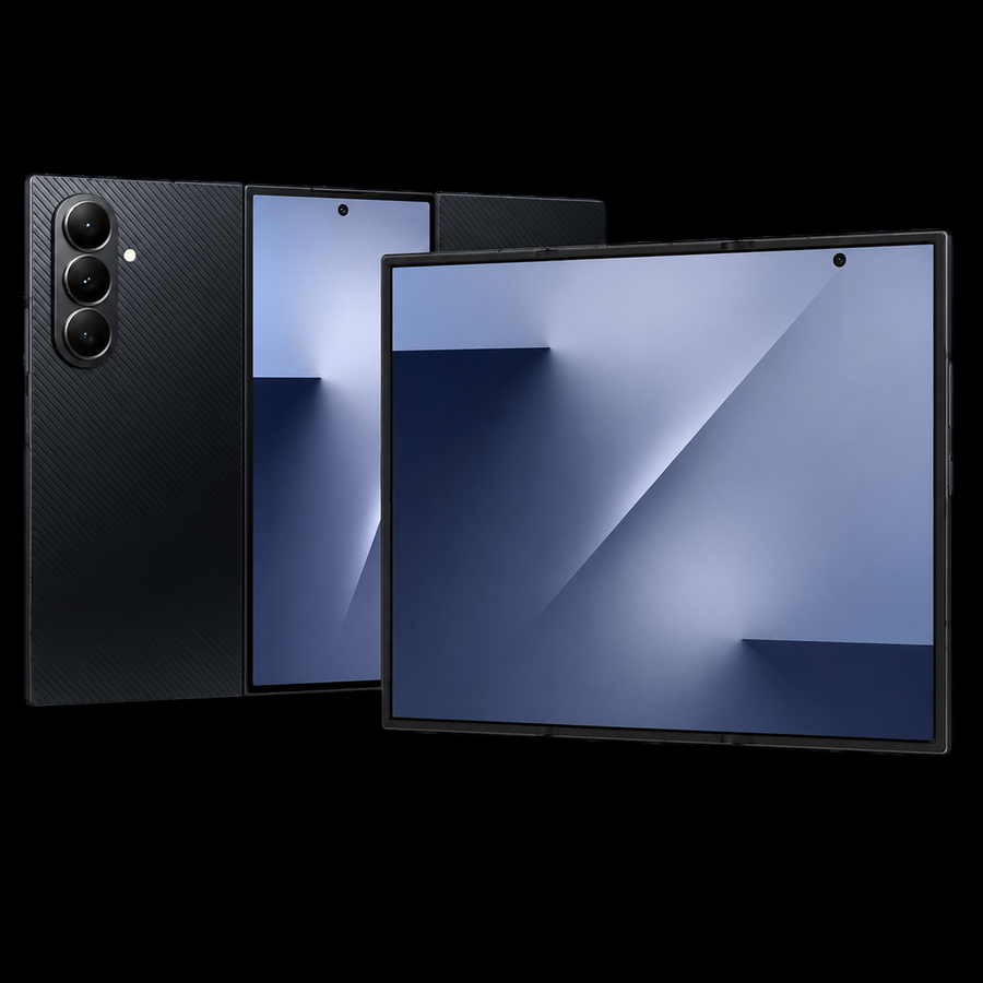Samsung Galaxy Z TriFold unfolded showing triple-screen setup